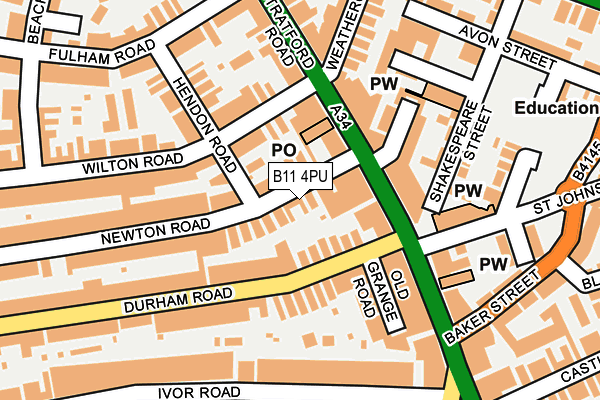 B11 4PU map - OS OpenMap – Local (Ordnance Survey)