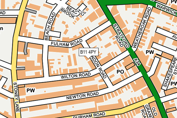 B11 4PY map - OS OpenMap – Local (Ordnance Survey)