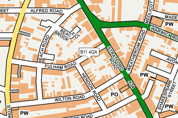 B11 4QA map - OS OpenMap – Local (Ordnance Survey)