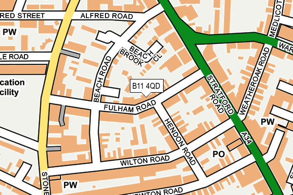 B11 4QD map - OS OpenMap – Local (Ordnance Survey)