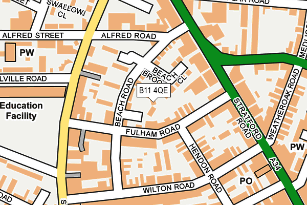 B11 4QE map - OS OpenMap – Local (Ordnance Survey)