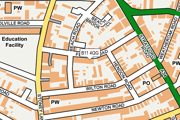 B11 4QG map - OS OpenMap – Local (Ordnance Survey)