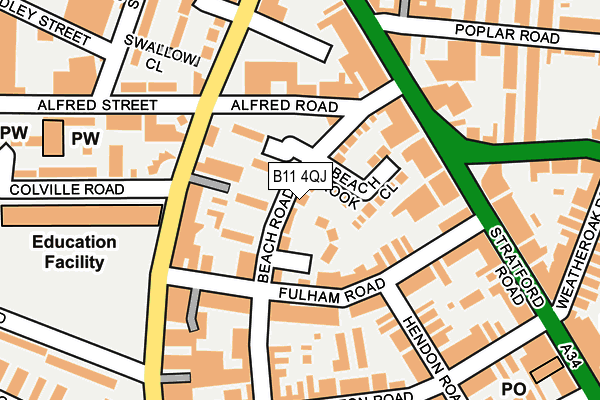 B11 4QJ map - OS OpenMap – Local (Ordnance Survey)