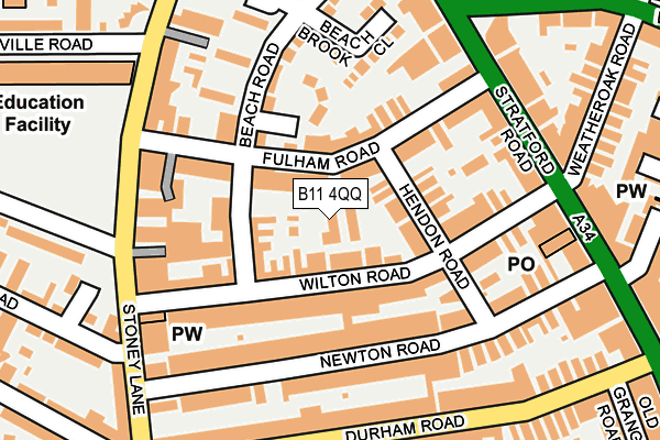 B11 4QQ map - OS OpenMap – Local (Ordnance Survey)