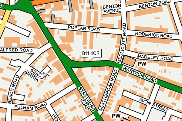 B11 4QR map - OS OpenMap – Local (Ordnance Survey)