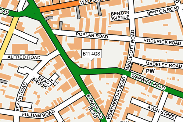 B11 4QS map - OS OpenMap – Local (Ordnance Survey)