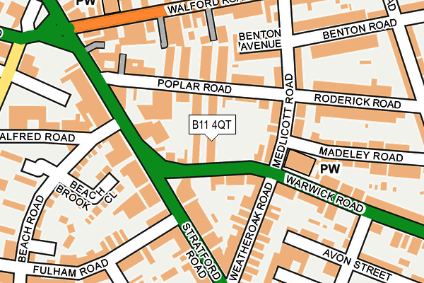 B11 4QT map - OS OpenMap – Local (Ordnance Survey)