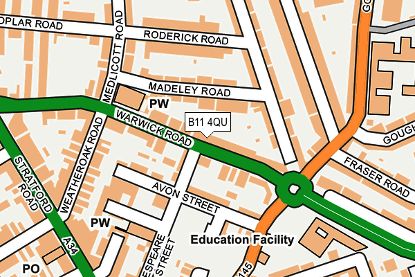 B11 4QU map - OS OpenMap – Local (Ordnance Survey)