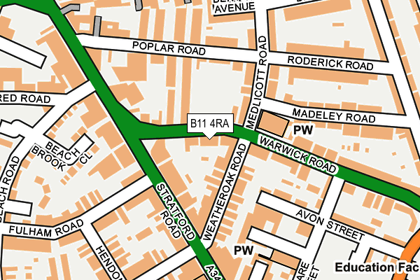 B11 4RA map - OS OpenMap – Local (Ordnance Survey)