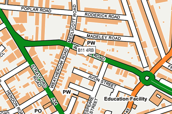 B11 4RB map - OS OpenMap – Local (Ordnance Survey)