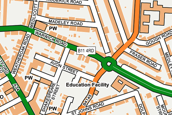 B11 4RD map - OS OpenMap – Local (Ordnance Survey)