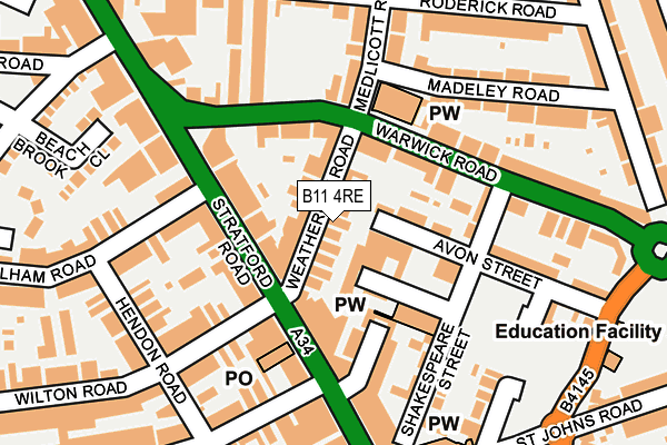 B11 4RE map - OS OpenMap – Local (Ordnance Survey)