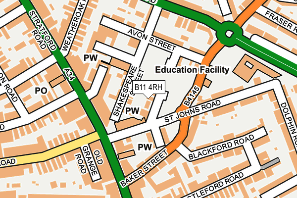 B11 4RH map - OS OpenMap – Local (Ordnance Survey)