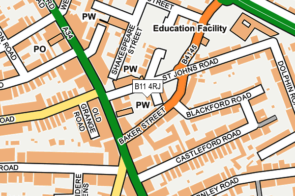 B11 4RJ map - OS OpenMap – Local (Ordnance Survey)