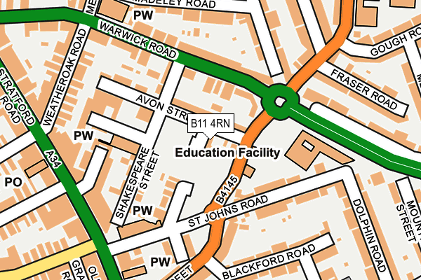 B11 4RN map - OS OpenMap – Local (Ordnance Survey)