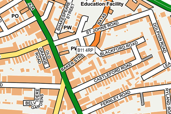 B11 4RP map - OS OpenMap – Local (Ordnance Survey)