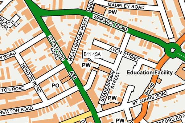 B11 4SA map - OS OpenMap – Local (Ordnance Survey)