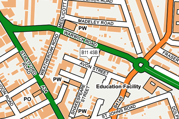 B11 4SB map - OS OpenMap – Local (Ordnance Survey)