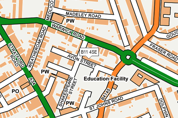 B11 4SE map - OS OpenMap – Local (Ordnance Survey)