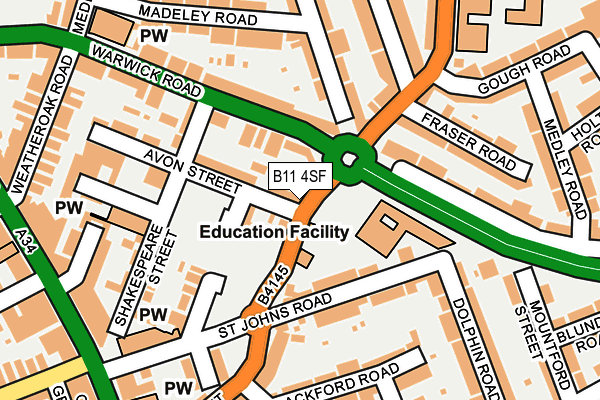 B11 4SF map - OS OpenMap – Local (Ordnance Survey)