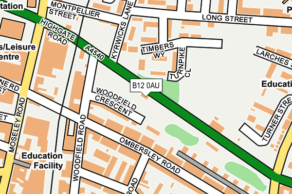 B12 0AU map - OS OpenMap – Local (Ordnance Survey)