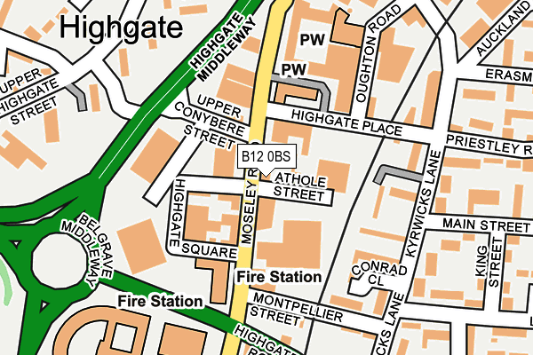 B12 0BS map - OS OpenMap – Local (Ordnance Survey)