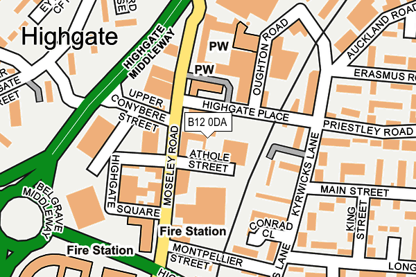 B12 0DA map - OS OpenMap – Local (Ordnance Survey)