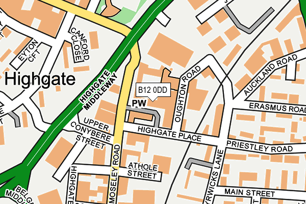 B12 0DD map - OS OpenMap – Local (Ordnance Survey)