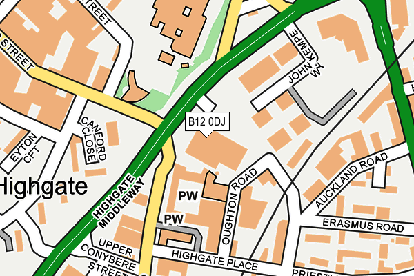 B12 0DJ map - OS OpenMap – Local (Ordnance Survey)