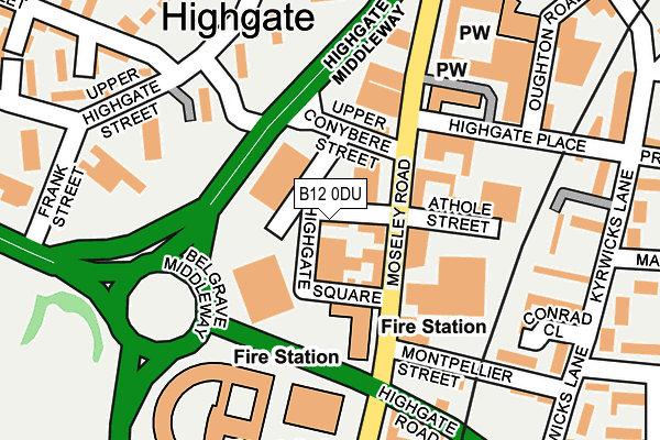 B12 0DU map - OS OpenMap – Local (Ordnance Survey)