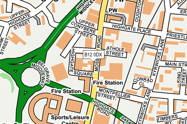 B12 0DX map - OS OpenMap – Local (Ordnance Survey)