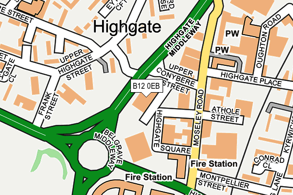 B12 0EB map - OS OpenMap – Local (Ordnance Survey)