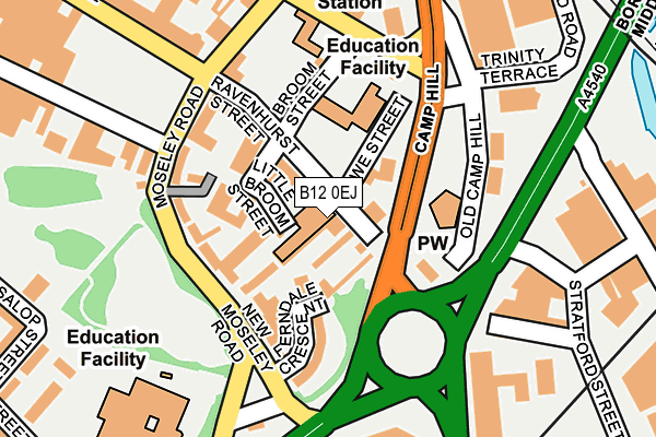 B12 0EJ map - OS OpenMap – Local (Ordnance Survey)