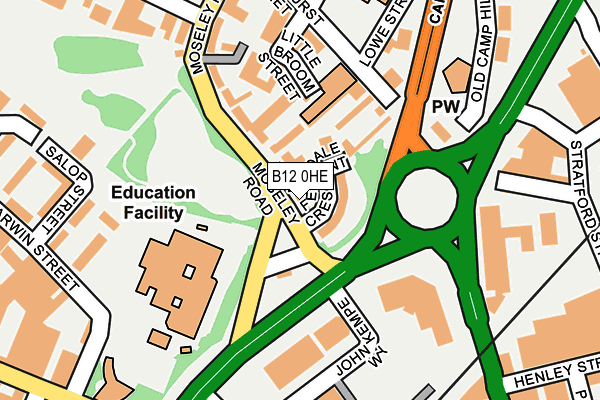 B12 0HE map - OS OpenMap – Local (Ordnance Survey)