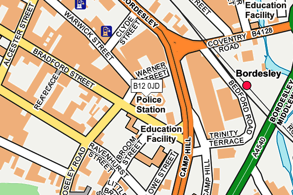 B12 0JD map - OS OpenMap – Local (Ordnance Survey)