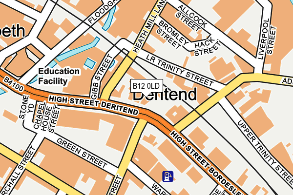 B12 0LD map - OS OpenMap – Local (Ordnance Survey)