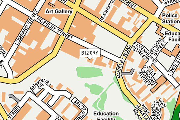 B12 0RY map - OS OpenMap – Local (Ordnance Survey)