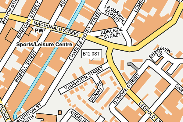 B12 0ST map - OS OpenMap – Local (Ordnance Survey)
