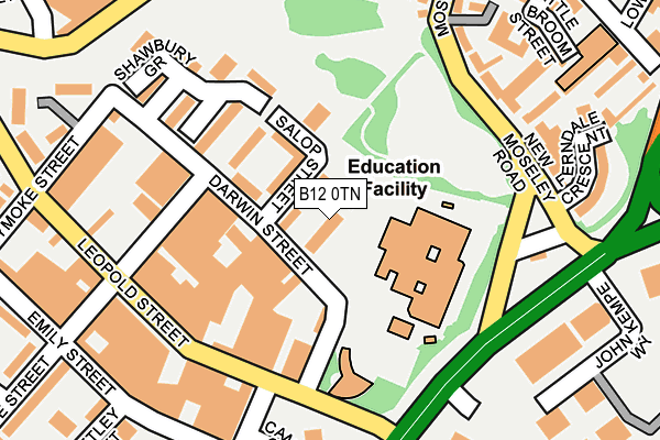 B12 0TN map - OS OpenMap – Local (Ordnance Survey)