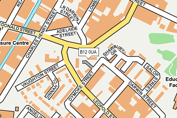 B12 0UA map - OS OpenMap – Local (Ordnance Survey)