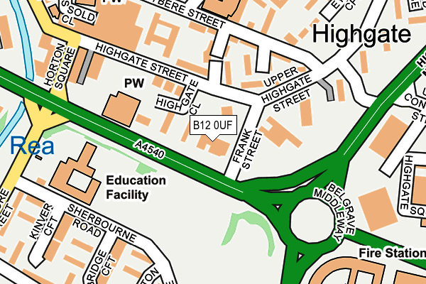 B12 0UF map - OS OpenMap – Local (Ordnance Survey)