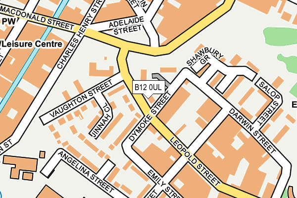 B12 0UL map - OS OpenMap – Local (Ordnance Survey)