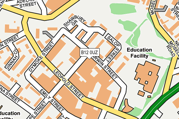 B12 0UZ map - OS OpenMap – Local (Ordnance Survey)