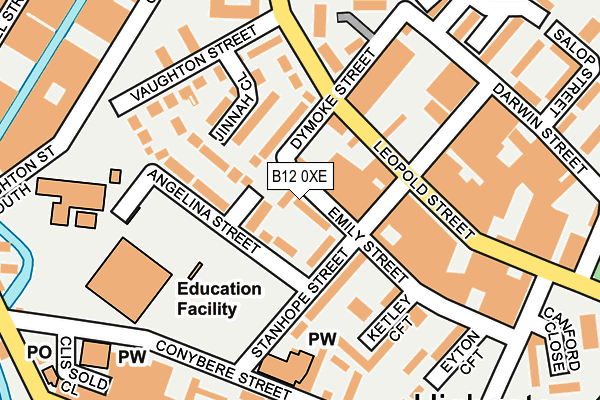 B12 0XE map - OS OpenMap – Local (Ordnance Survey)