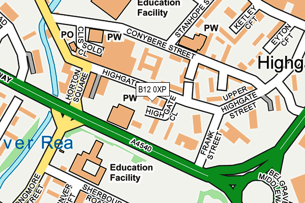 B12 0XP map - OS OpenMap – Local (Ordnance Survey)