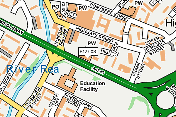 B12 0XS map - OS OpenMap – Local (Ordnance Survey)