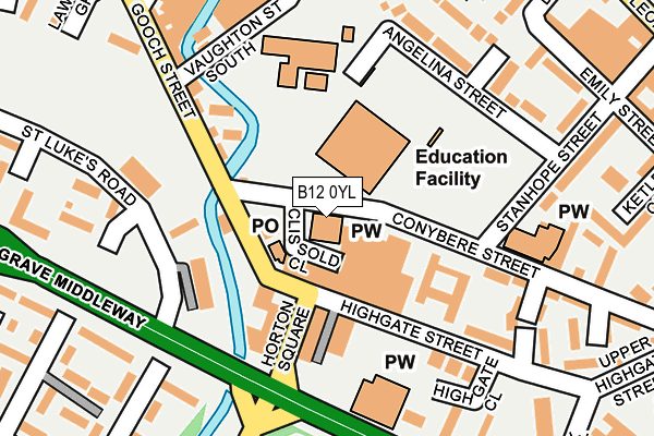 B12 0YL map - OS OpenMap – Local (Ordnance Survey)