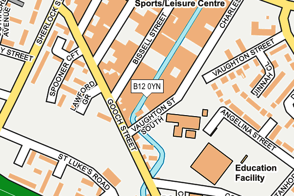 B12 0YN map - OS OpenMap – Local (Ordnance Survey)