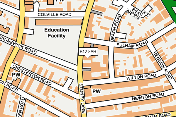 B12 8AH map - OS OpenMap – Local (Ordnance Survey)