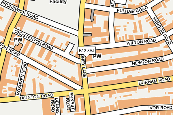 B12 8AJ map - OS OpenMap – Local (Ordnance Survey)